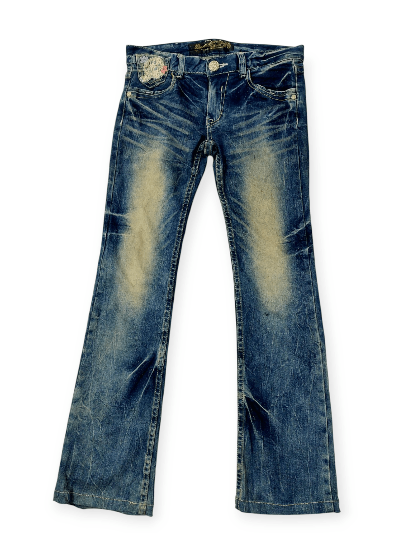 Designer 🔥Red Pepper Jeans Flare Embroidery Florish Skull Size 31" - 1 Thumbnail