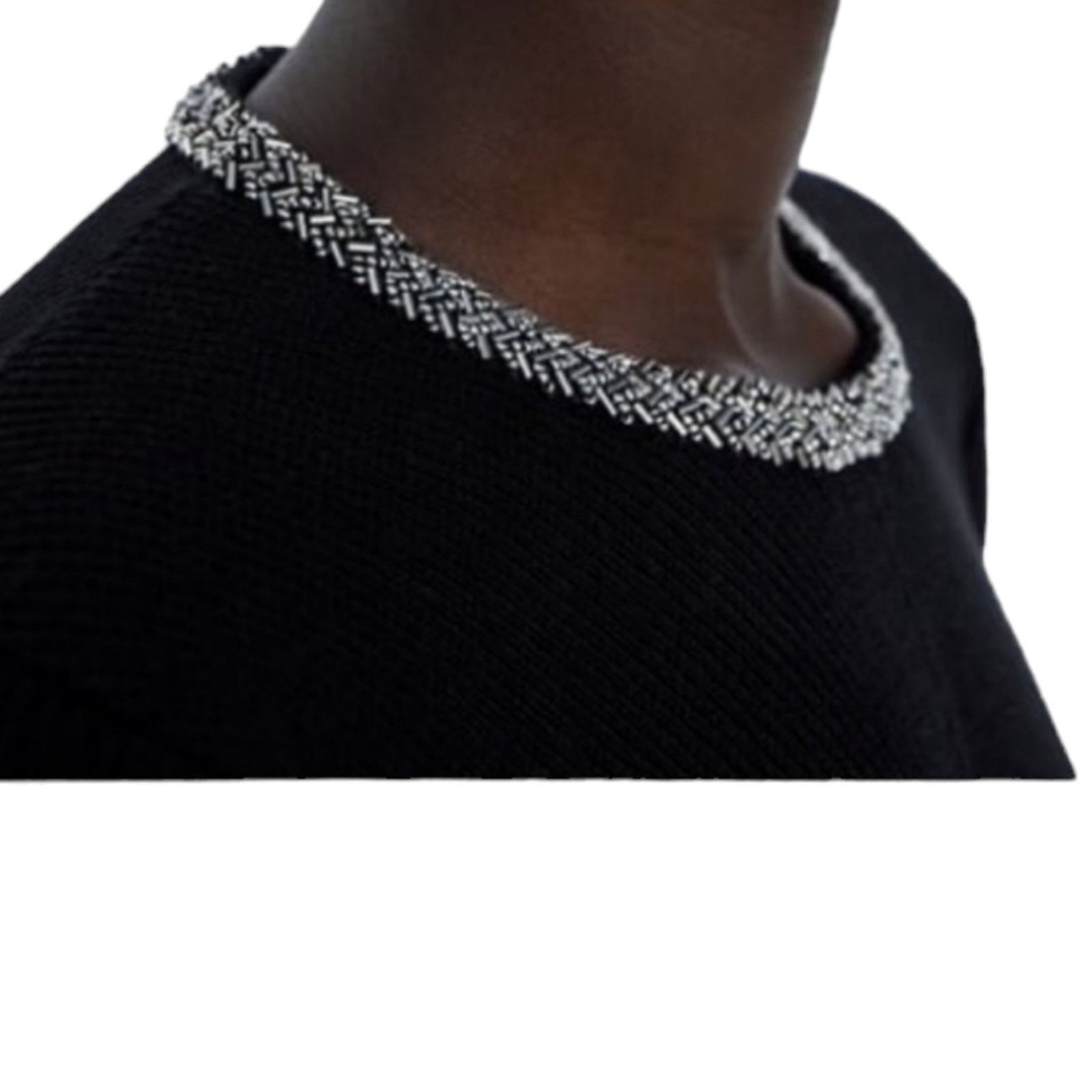 Zara NWT Zara Knit Beaded Neck Sweater Dress Small Size S / US 4 / IT 40 - 2 Thumbnail