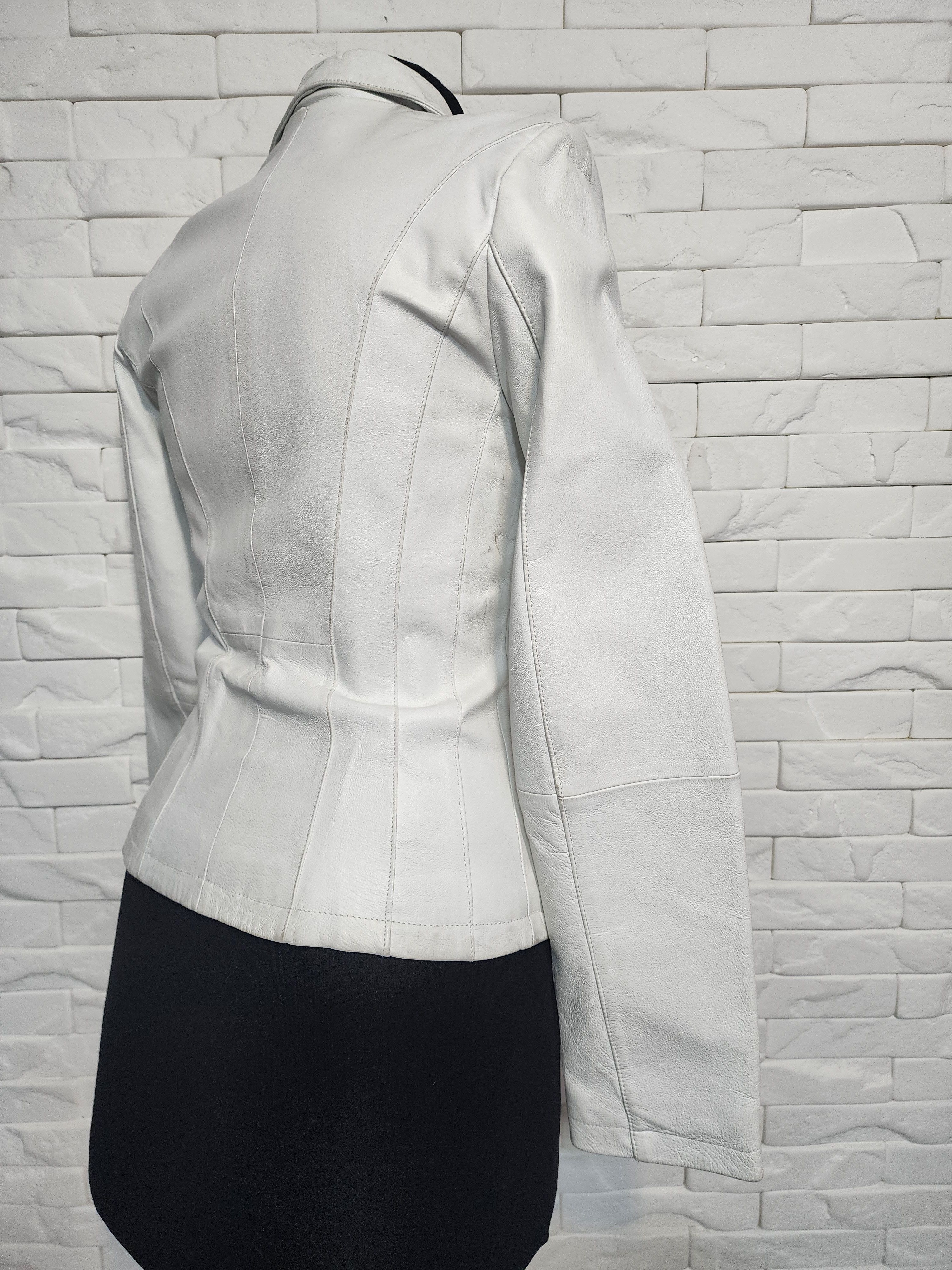 Other White Genuine Leather Jacket: Women's Button-Up Coat Size S / US 4 / IT 40 - 5 Thumbnail