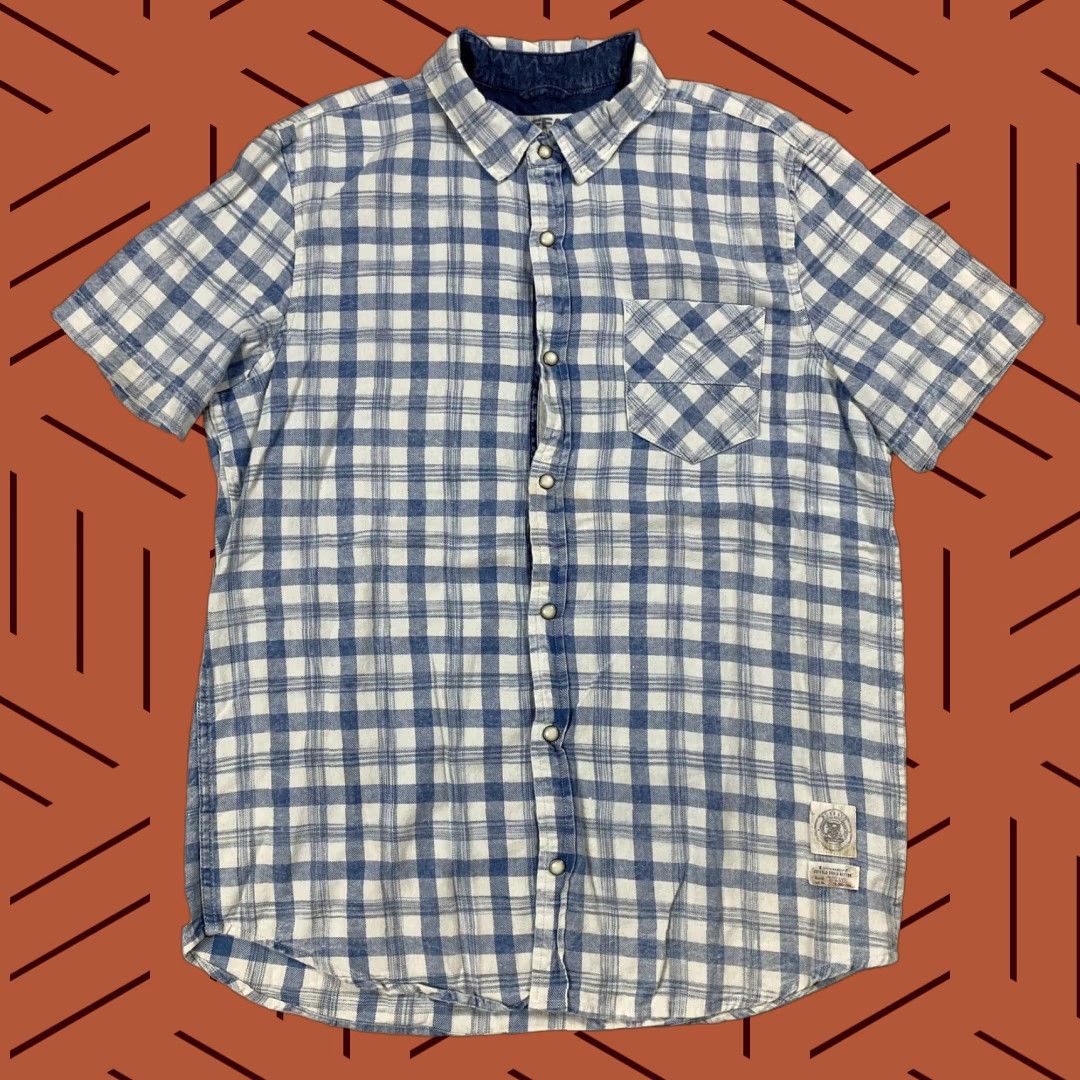 Buffalo David Bitton BUFFALO DAVID BITTON PLAID WESTERN SHIRT SHORT SLEEVE WHITE BLUE MENS SIZE M Size US M / EU 48-50 / 2 - 1 Thumbnail