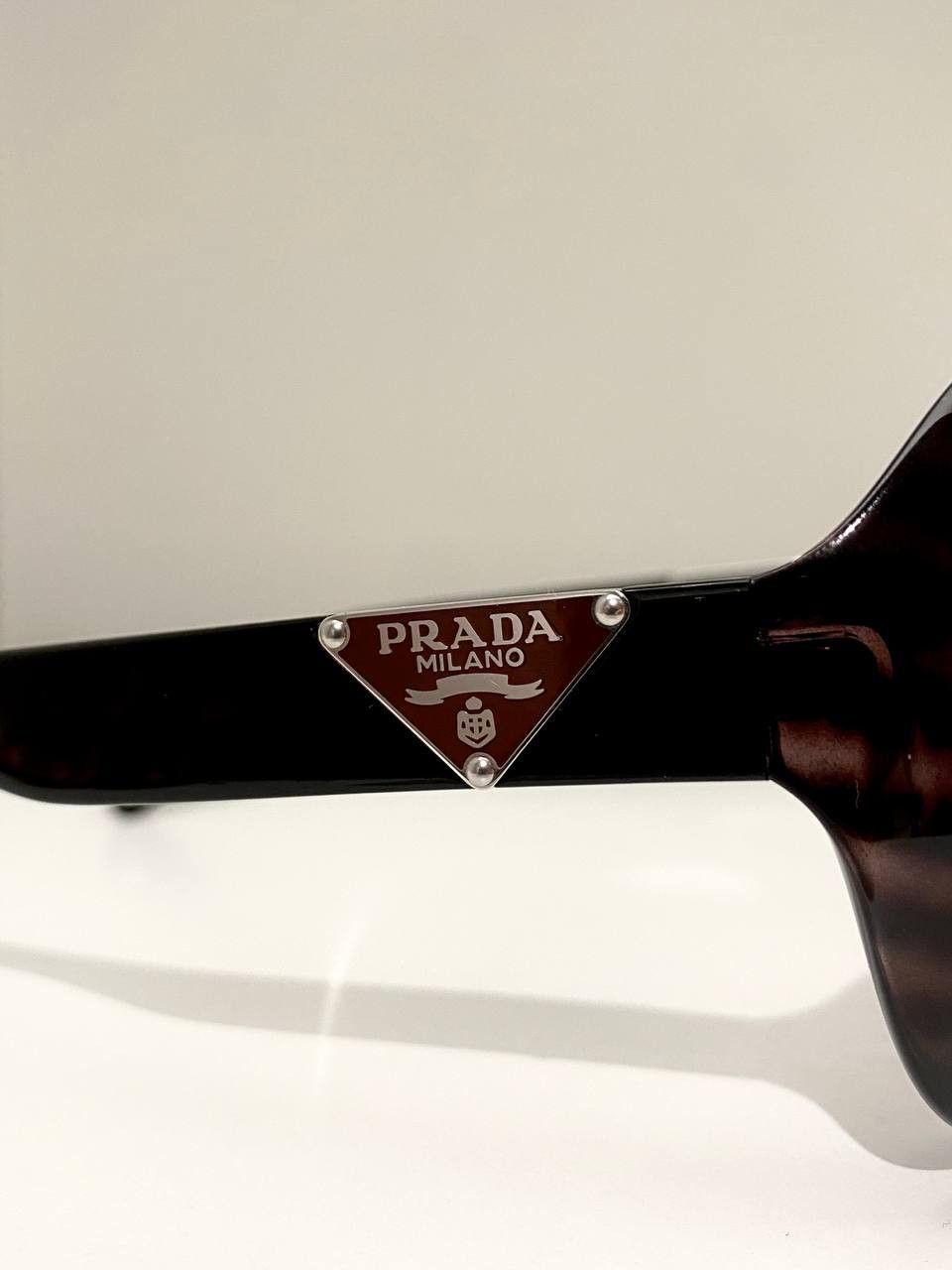 Prada Prada Milano Triangle Logo Oval Brown Oversized Sunglasses Size ONE SIZE - 6 Thumbnail