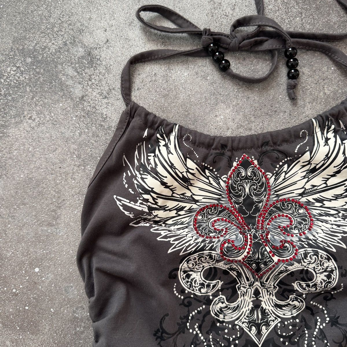 If Six Was Nine Y2K Gothic Print Super Sexy Crop Top Size S / US 4 / IT 40 - 3 Thumbnail