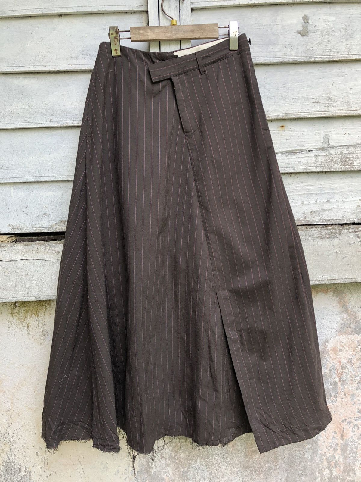 If Six Was Nine × Japanese Brand × Maison MIHARA YASUHIRO Miharayasuhiro Pencil Stripe Raw Seam Maxi Skirt Size 27" / US 4 / IT 40 - 1 Thumbnail