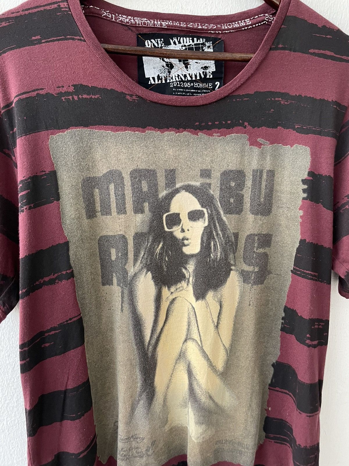If Six Was Nine × Japanese Brand × Le Grande Bleu (L.G.B.) 291295 Homme Striped Kurt Cobain Cropped Tshirt Size US M / EU 48-50 / 2 - 5 Thumbnail