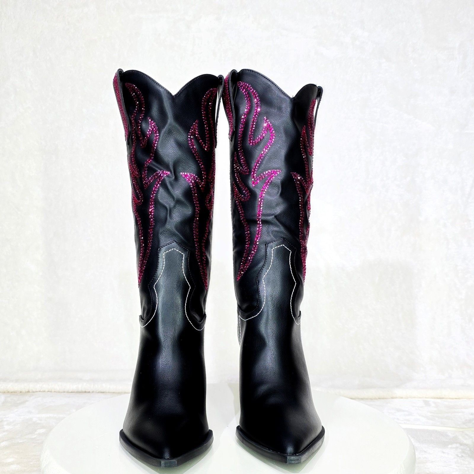 Other So Me Mileage Pink Rhinestone Design Black Western Cowgirl B Size US 6 / IT 36 - 2 Thumbnail