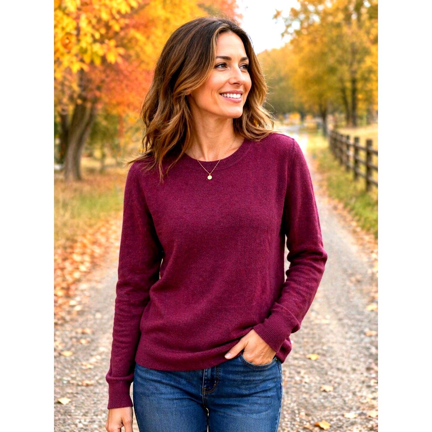 NAADAM Naadam Luxe Cashmere Crewneck Sweater Merlot size S Size S / US 4 / IT 40 - 1 Thumbnail
