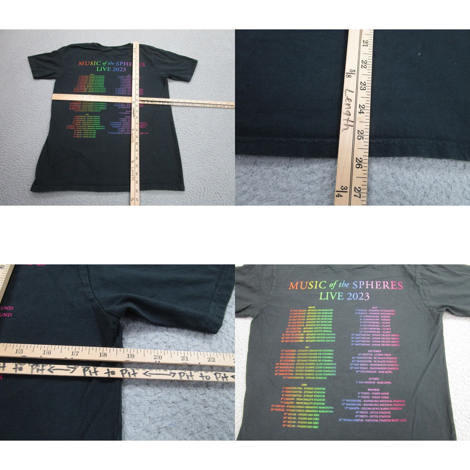 Vintage Coldplay Shirt Mens Small Black Music Of The Spheres Live 2023 Tour Rose Bowl LA Size US S / EU 44-46 / 1 - 8 Thumbnail