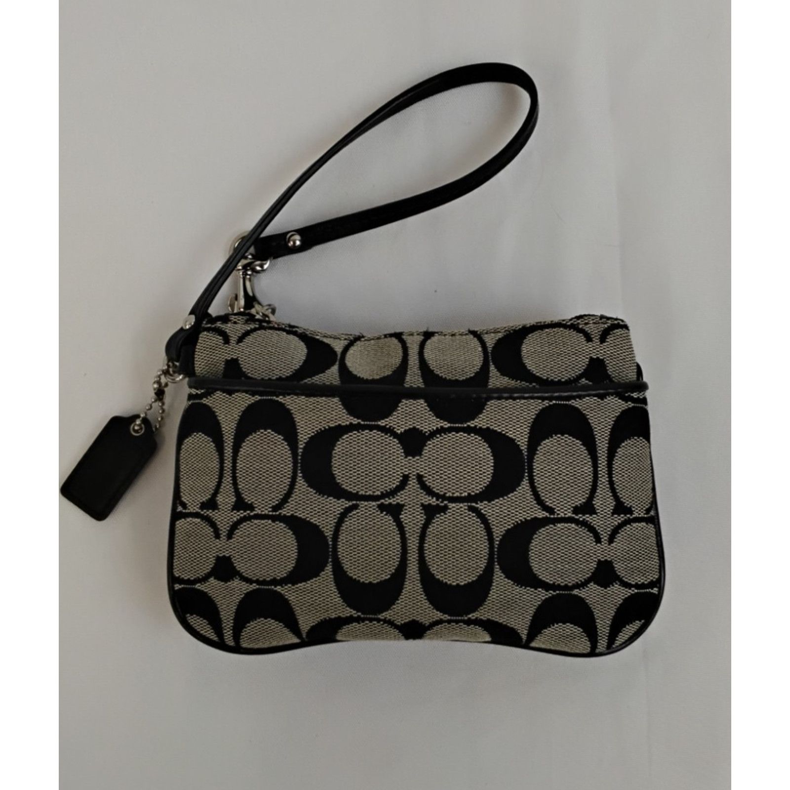 Coach Coach Wristlet Clutch Signature C Black Leather Trim Size ONE SIZE - 2 Thumbnail