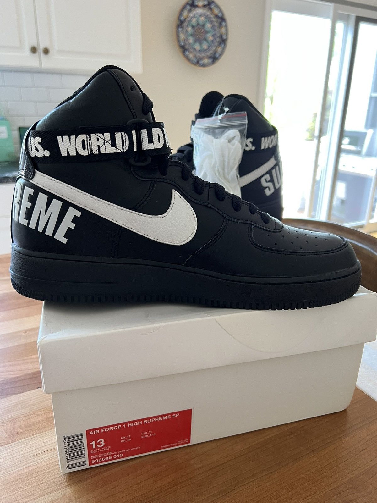 Nike × Supreme Supreme x Nike Air Force 1 High ‘World Famous’ Black Size US 13 / EU 46 - 4 Thumbnail