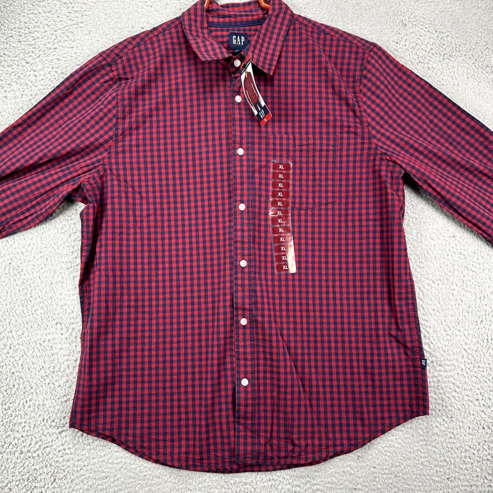 Gap Gap Adult Mens Button Up Shirt XL Red Blue Gingham Check Long Sleeve NEW Size US XL / EU 56 / 4 - 3 Thumbnail