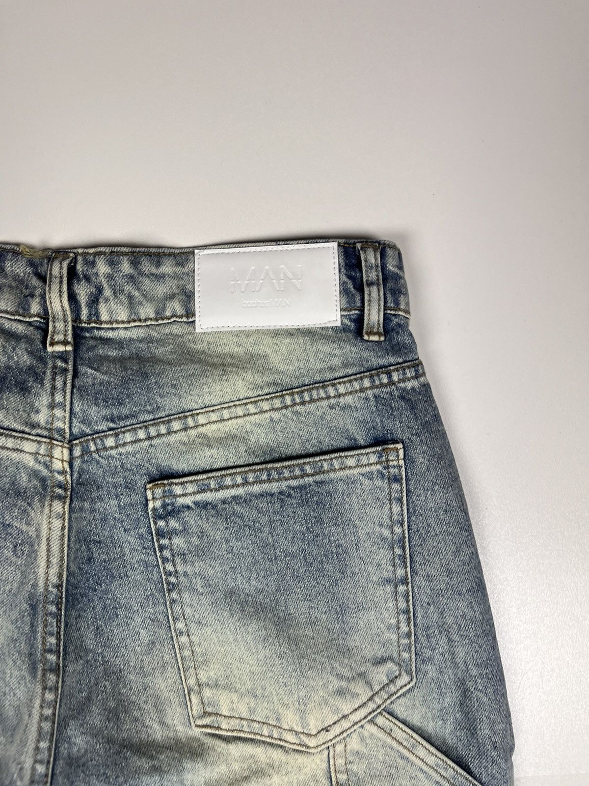 Other Boohoo Distressed Carpenter Cargo Multipocket Washed Denim Size US 32 / EU 48 - 6 Thumbnail