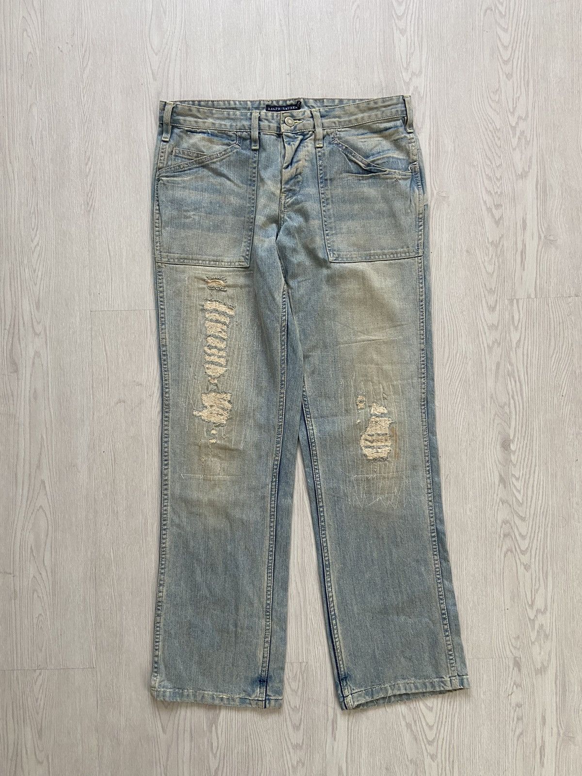 Ralph Lauren Vintage Ralph Lauren Zigzag Buckle Back Baker Denim Size US 34 / EU 50 - 1 Thumbnail