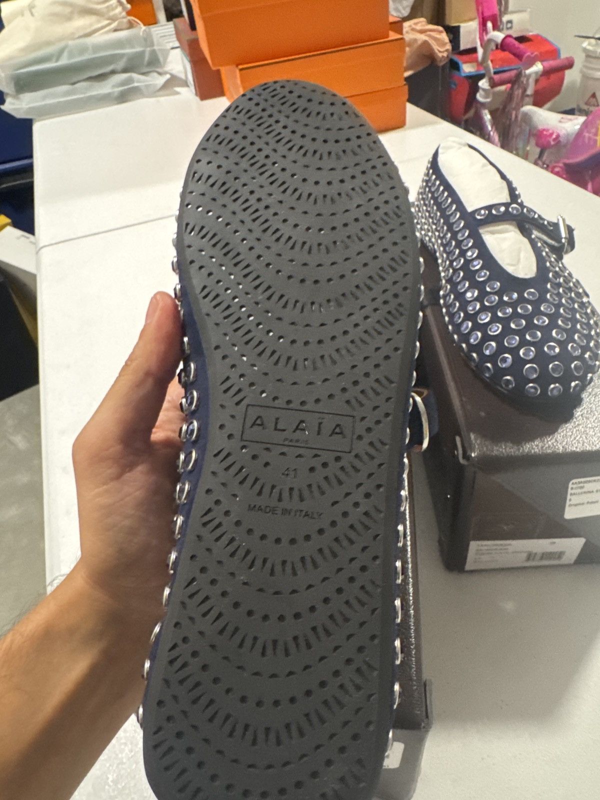 Alaia Super limited blue navy suede Crystal ballet flats Size US 11 / IT 41 - 2 Thumbnail