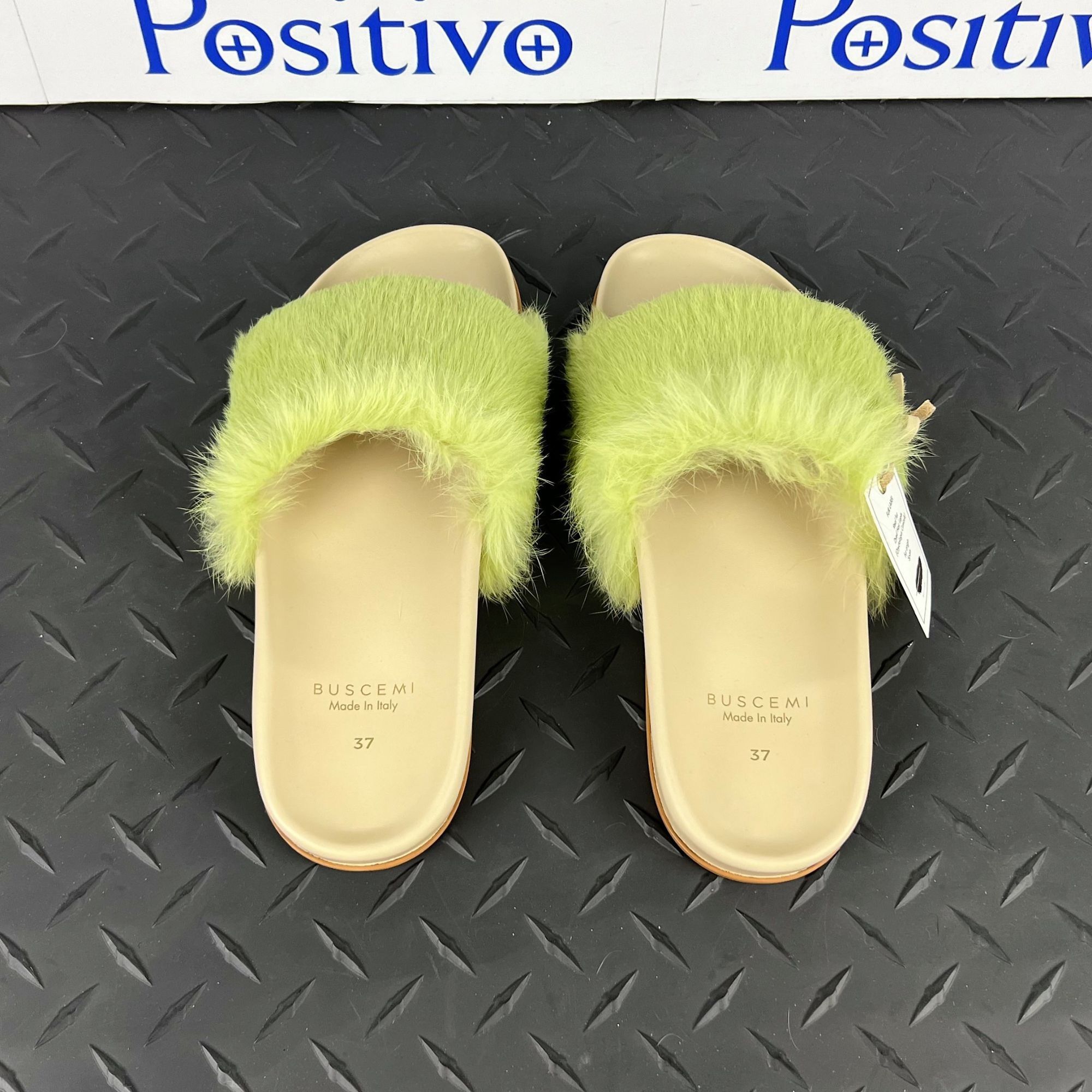 Buscemi Buscemi Slide Fur Clot Green Leather Slippers US 7 EU 37 Size US 7 / IT 37 - 3 Thumbnail