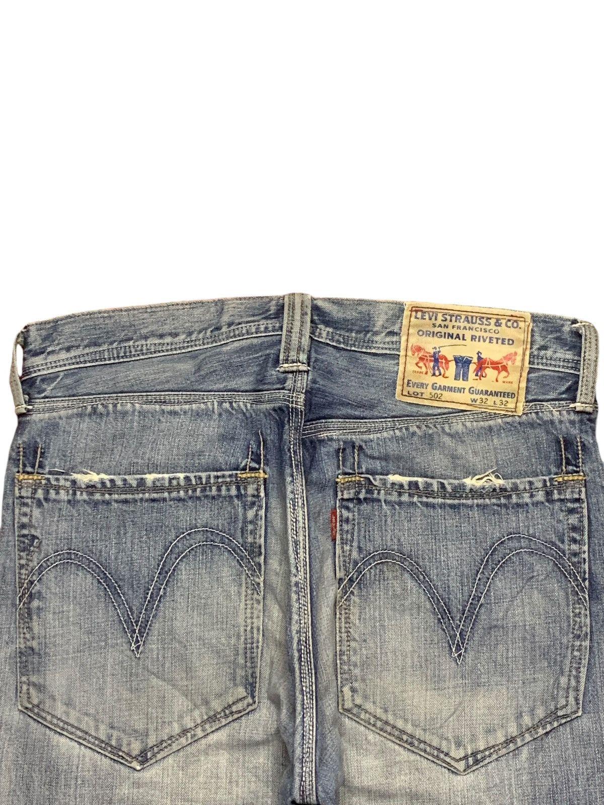 Levi's Vintage 90s Levis 502 Faded Blue Wash Distress Baggy Jeans Size US 32 / EU 48 - 8 Thumbnail