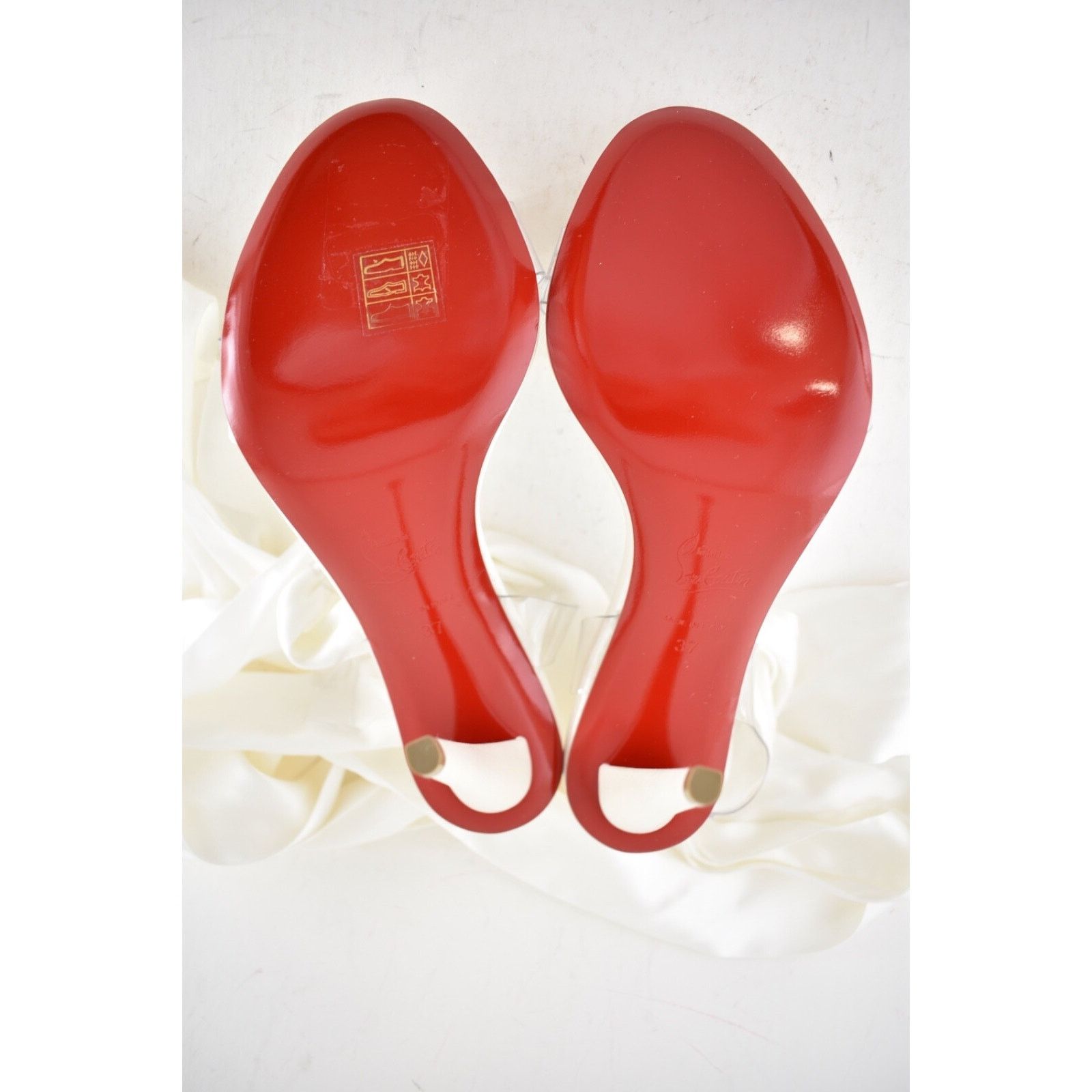 Christian Louboutin Christian Louboutin Astrinodo 100 Ivory PVC Bow Lace Up Size US 7 / IT 37 - 24 Thumbnail