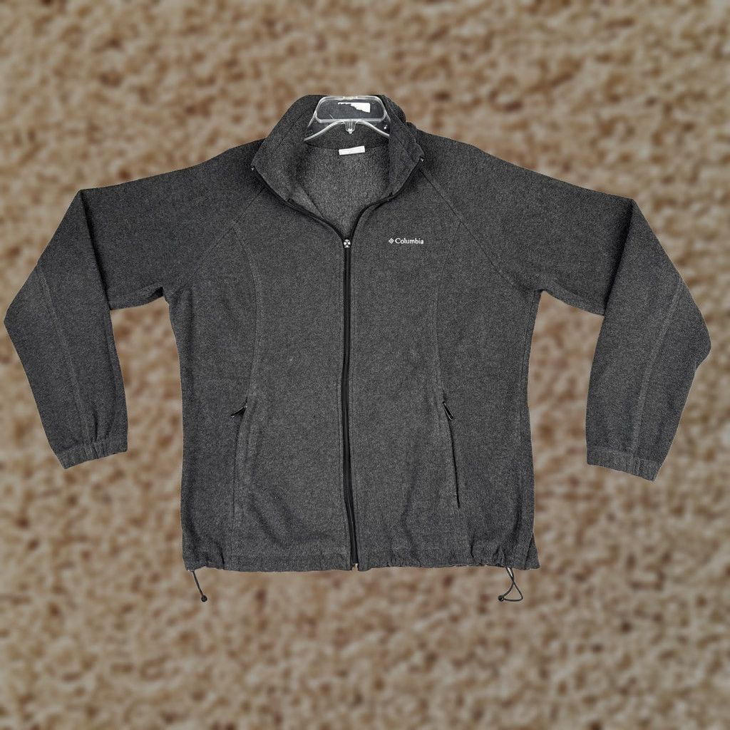 Vintage Columbia Fleece Jacket Womens Large Gray Full Zip Pockets Drawcord Hem Warm Size L / US 10 / IT 46 - 1 Thumbnail