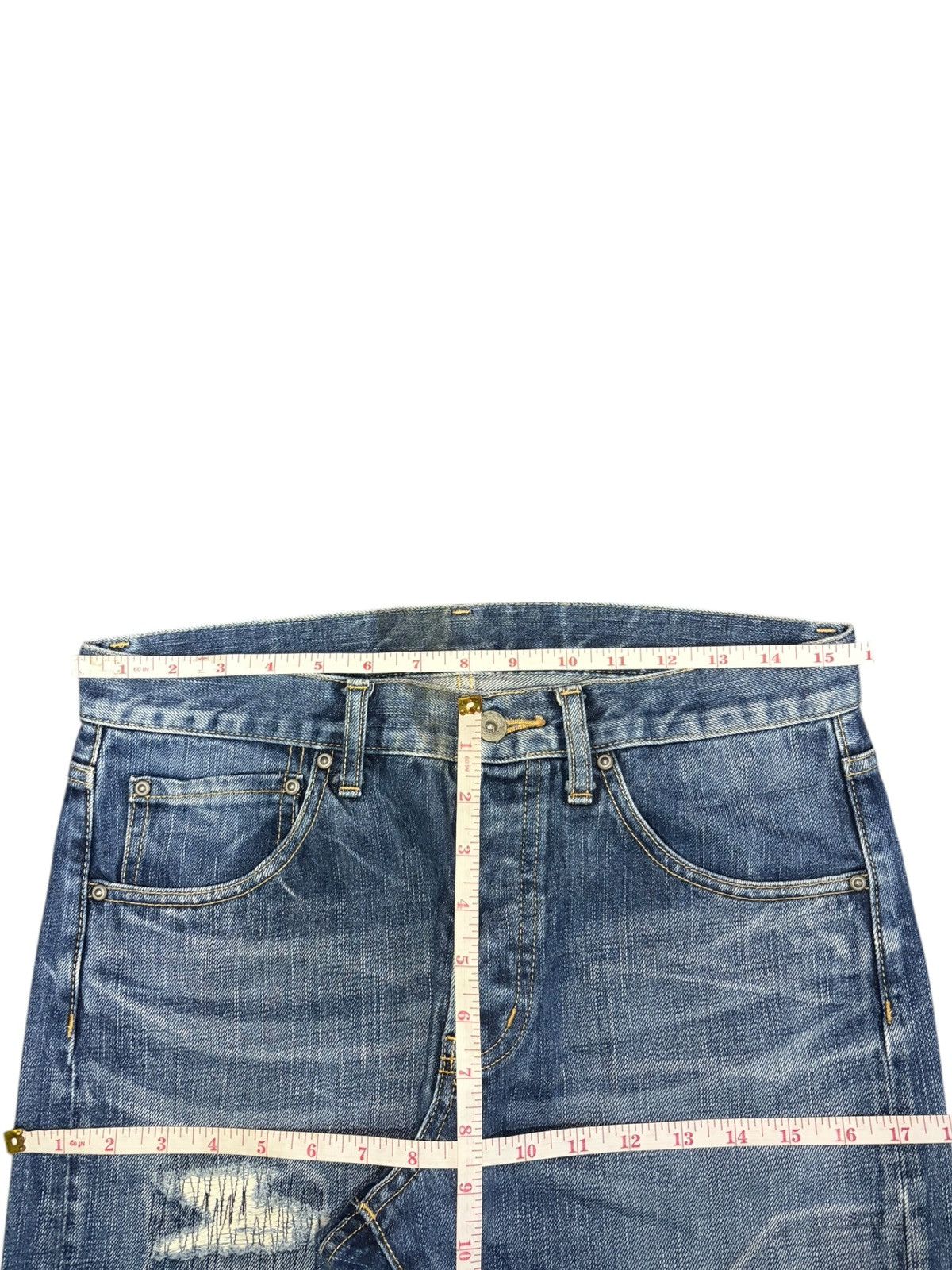 Japan Blue Vintage Japanese Brand Patchwork Distressed Jeans Size 31" - 6 Thumbnail