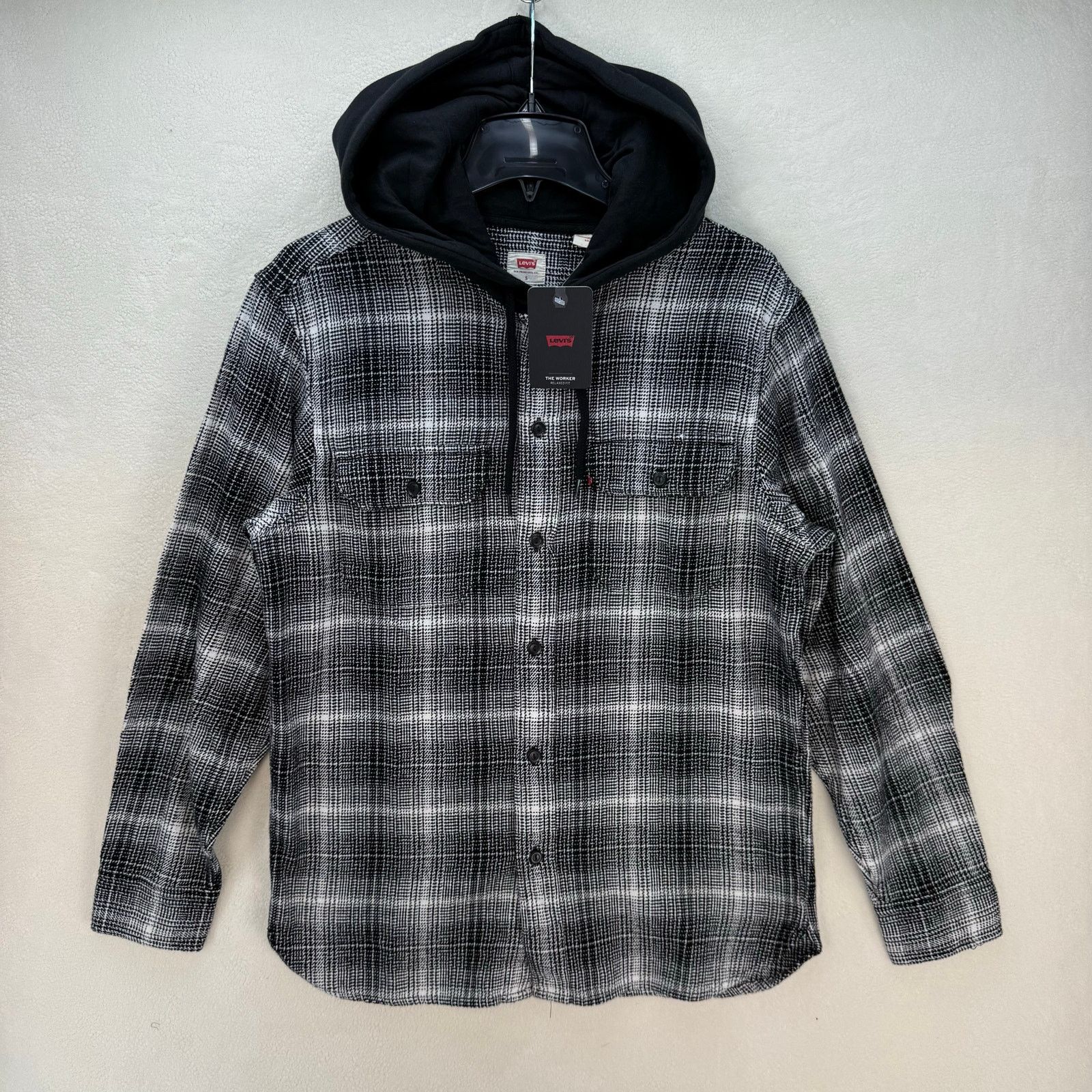 Levi's LEVI'S MEN'S SMALL HOODED WORKER SHIRT AMETRINE PLAID Size US S / EU 44-46 / 1 - 1 Thumbnail