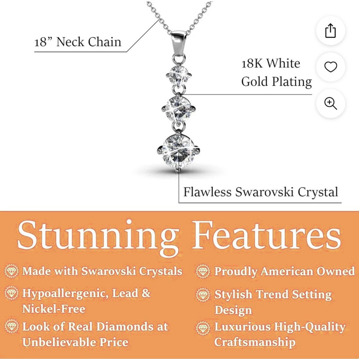 Other 18K Gold Plated Swarovski Crystals 18” Pendant Necklace Size ONE SIZE - 5 Thumbnail