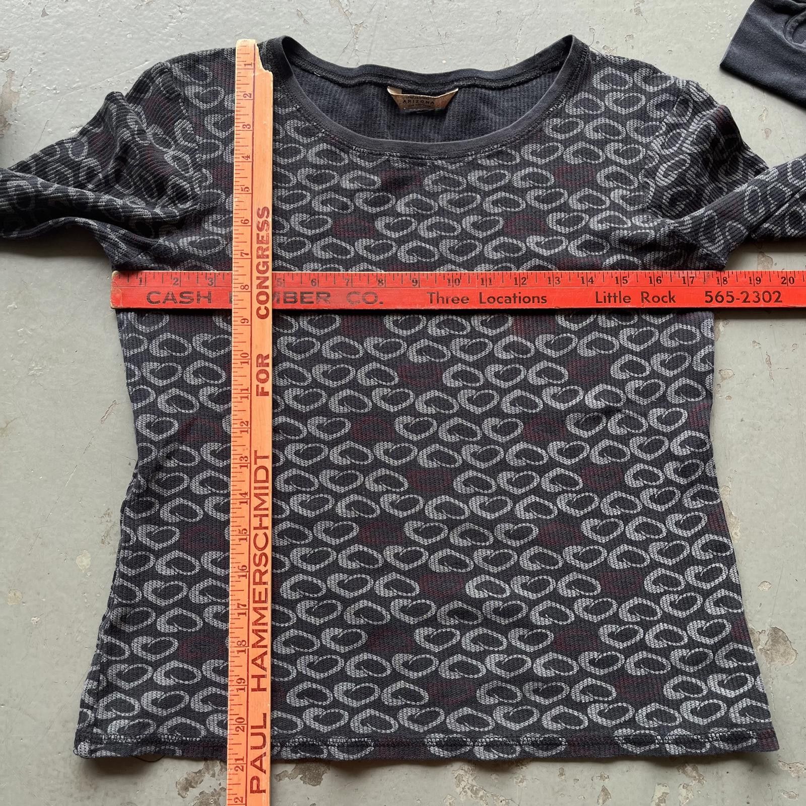 Arizona Jean Co. × Vintage Vintage Y2K AOP Hearts Grunge Waffle Knit Thermal Shirt Size M / US 6-8 / IT 42-44 - 4 Thumbnail