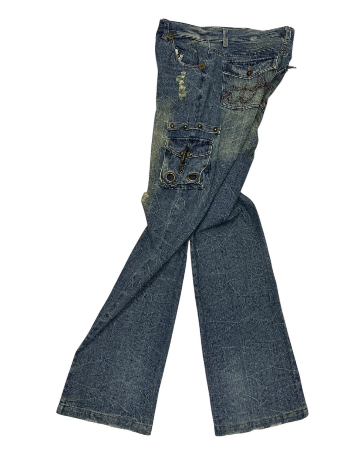 Hysteric Glamour × In The Attic × Junya Watanabe Vintage IN THE ATTIC Punk Bondage Multi Pocket Cargo Jeans Size US 29 - 3 Thumbnail