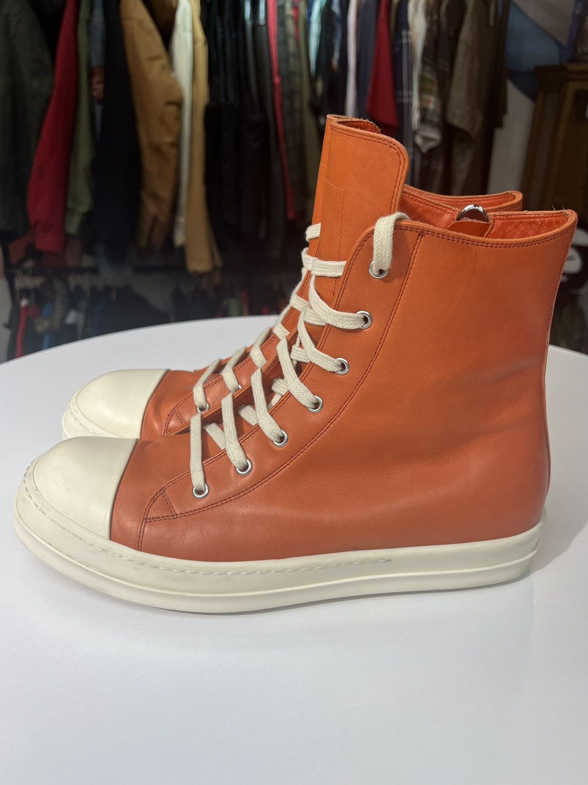 Rick Owens Preowned Rick Owens Fogachine Hi-Top ‘Orange’ Size US 11 / EU 44 - 1 Thumbnail