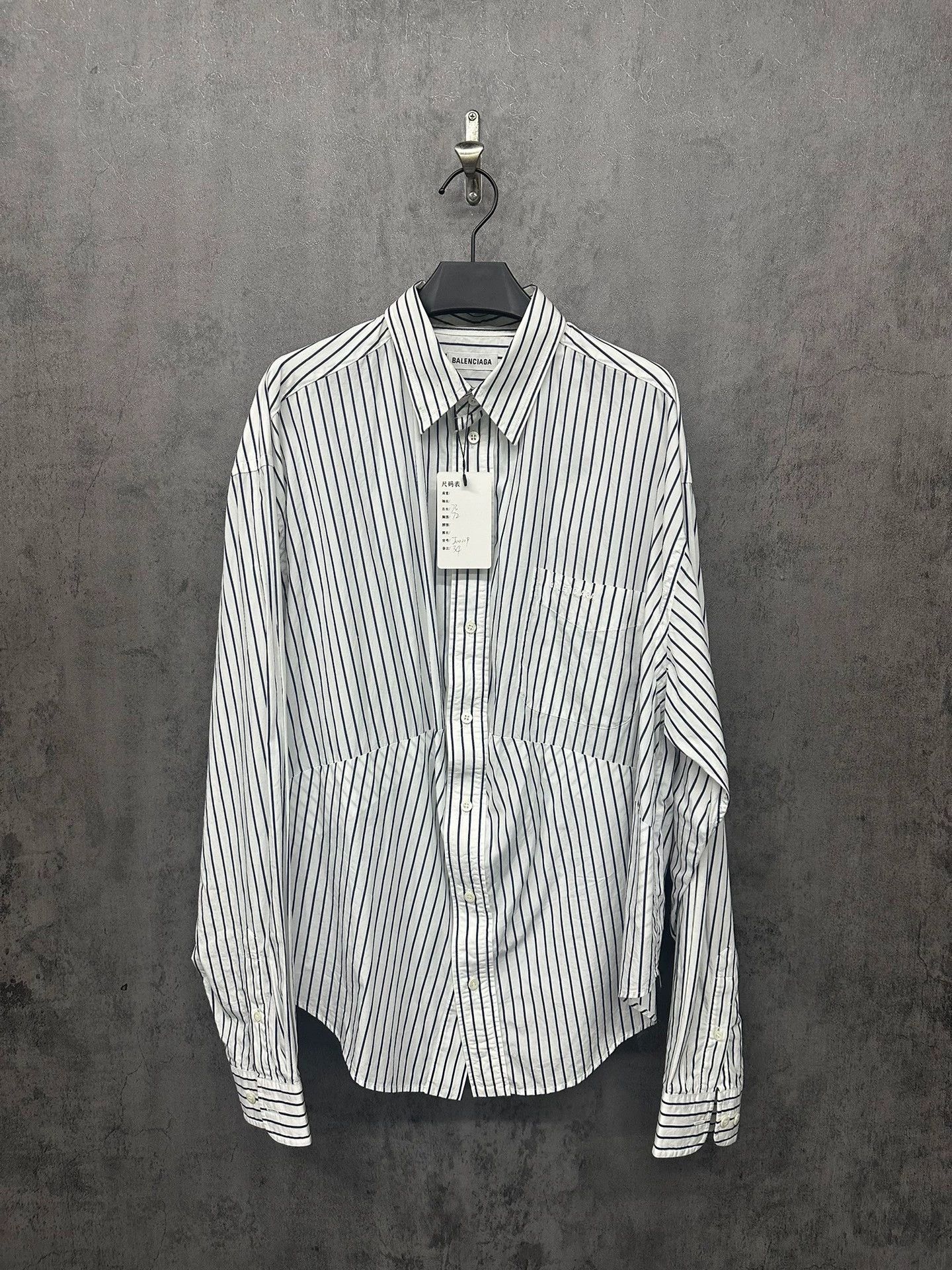 Balenciaga Balenciaga Striped Embroidered Asymmetric Shirt - dmc Size US XS / EU 42 / 0 - 1 Thumbnail