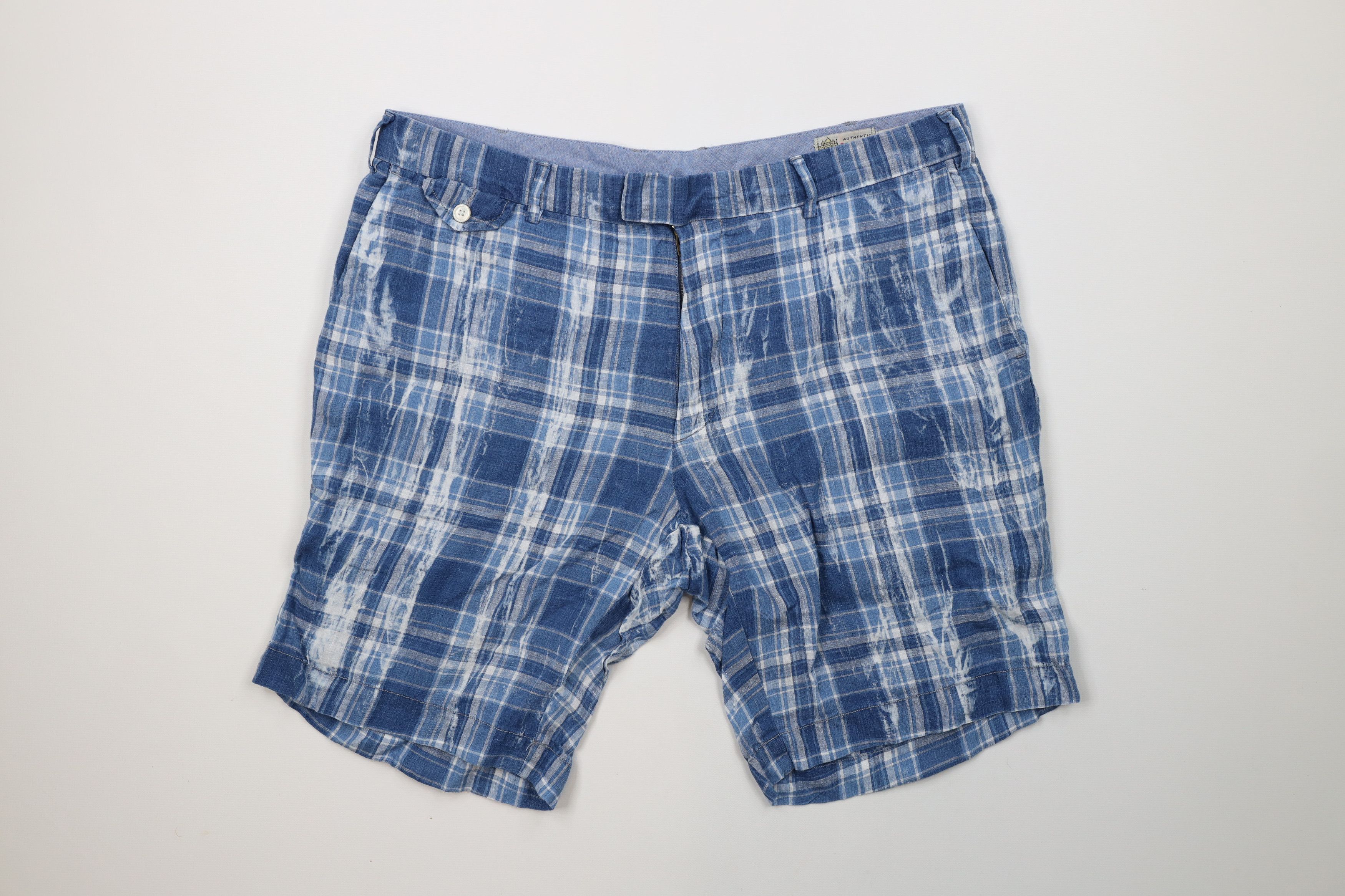 Vintage Ralph Lauren Wash India Madras Plaid Shorts Blue