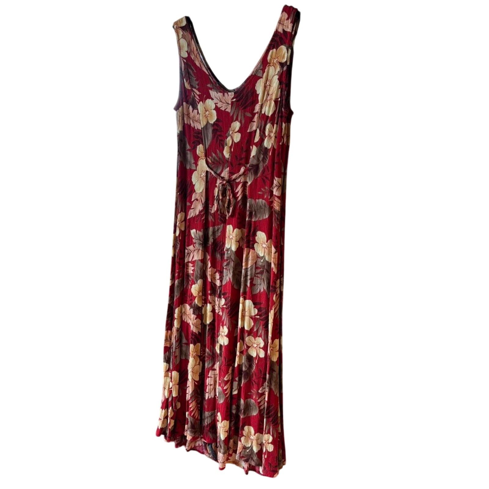Vintage Vintage R&K Originals Tropical Red Button Maxi Dress 6 Size M / US 6-8 / IT 42-44 - 8 Thumbnail