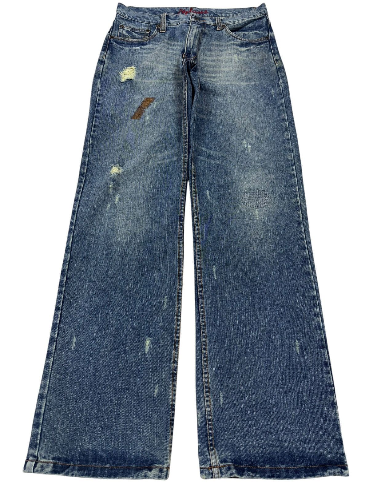 Beauty Beast × Japanese Brand Vtg Nylaus Distressed Paint Splash Jeans Size US 32 / EU 48 - 1 Thumbnail