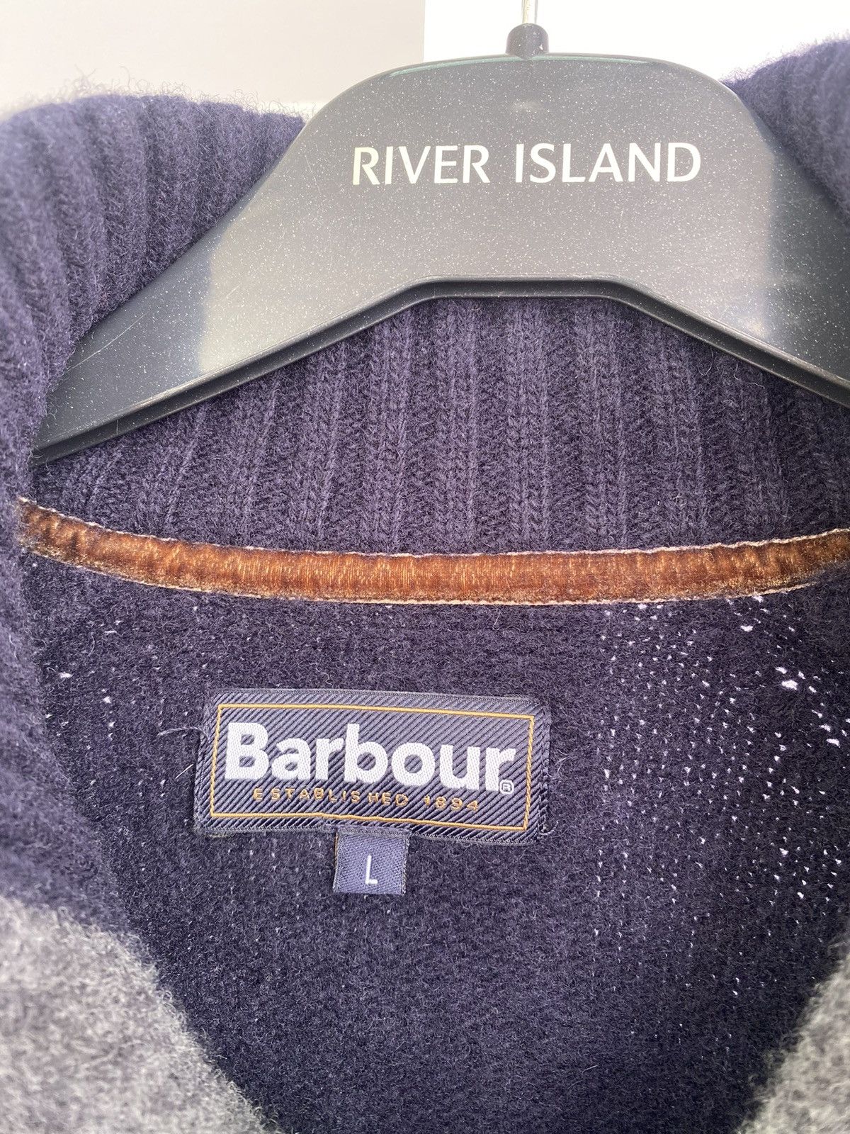 Barbour × Designer × Vintage Vintage Barbour Navy Wool Sweater Size US L / EU 52-54 / 3 - 8 Thumbnail