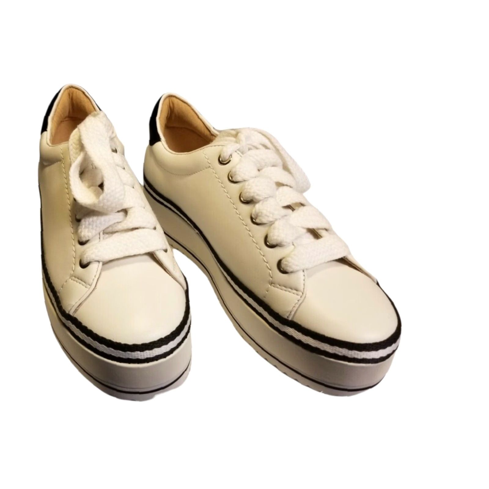 Joie VINTAGE Joie DABNIS STRIPE Platform Sneaker Ivory Black Size 7 Womens Size US 7 / IT 37 - 3 Thumbnail