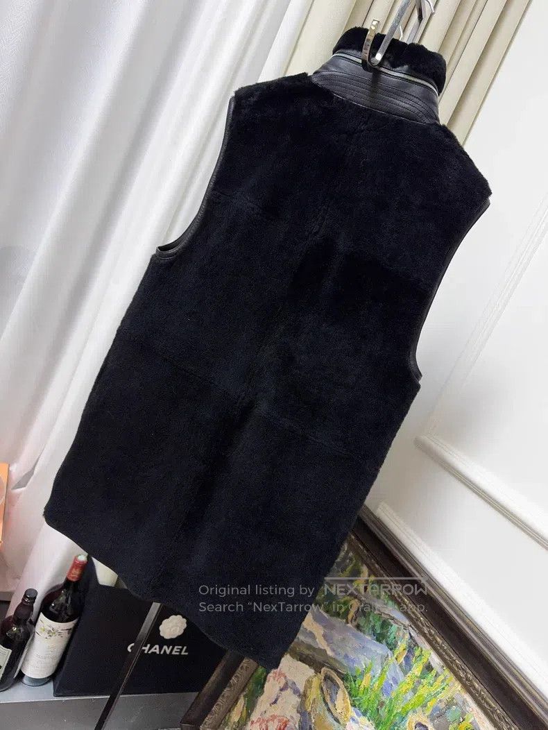 Hermes Hermes Black Leather and Fur Long Sleeve Vest Coat Size XS / US 0-2 / IT 36-38 - 2 Thumbnail