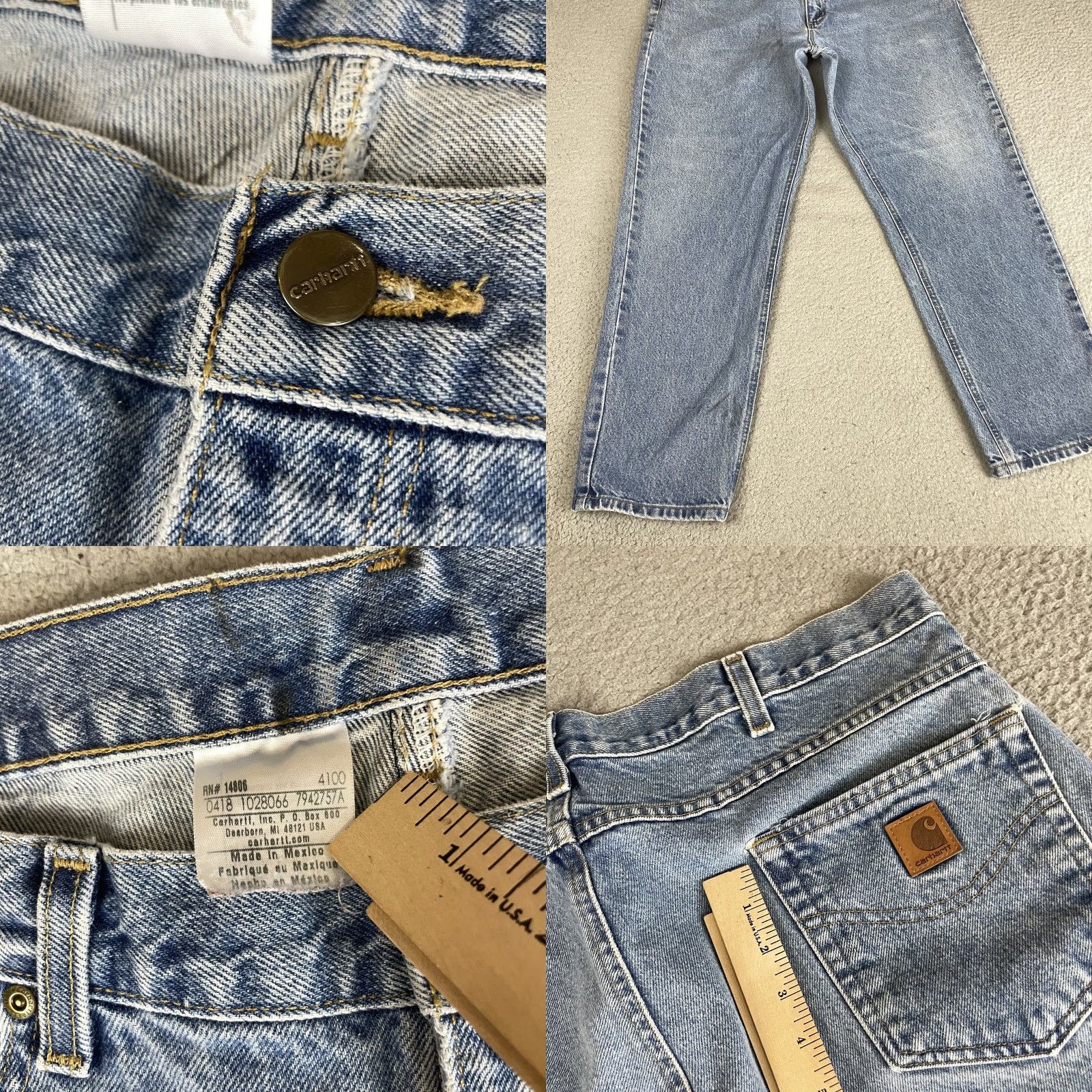 Carhartt Carhartt Jeans Mens 38x30 Blue Denim Relaxed Fit Workwear Chore Barn Light Wash Denim Jeans Size US 38 / EU 54 - 8 Thumbnail