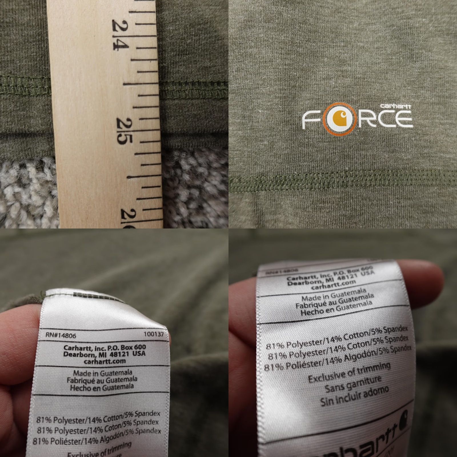 Carhartt Carhartt Shirt Womens 2XL Green Force Pullover 1/4 Zip Long Sleeve Performance Mock Neck) Size XXL / US 16-18 / IT 52-54 - 8 Thumbnail