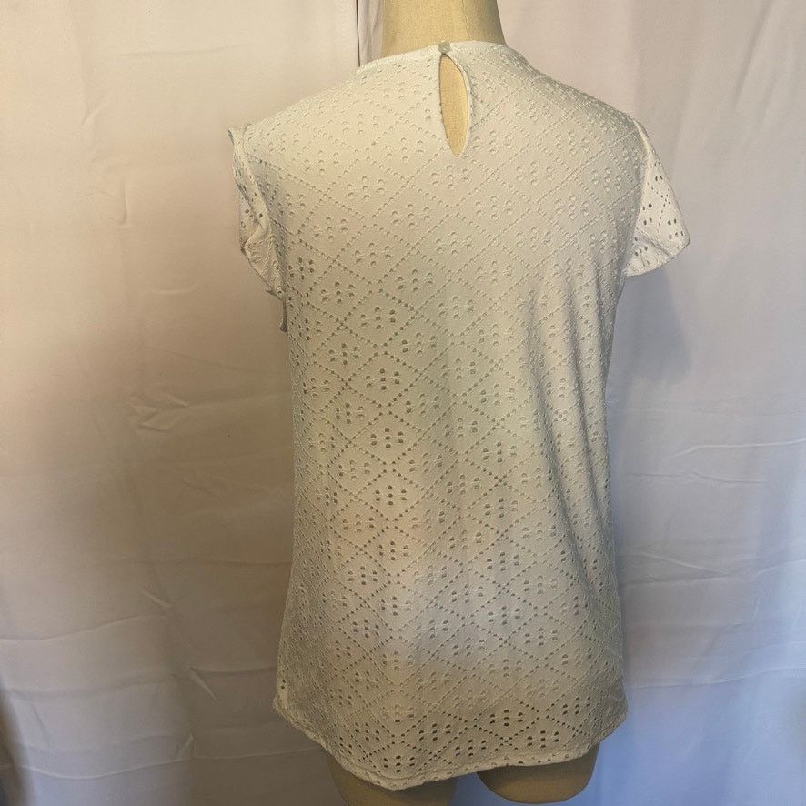 Adrianna Papell Adrianna Pappell White Eyelet Flutter Sleeves Women's Medium Size M / US 6-8 / IT 42-44 - 2 Thumbnail
