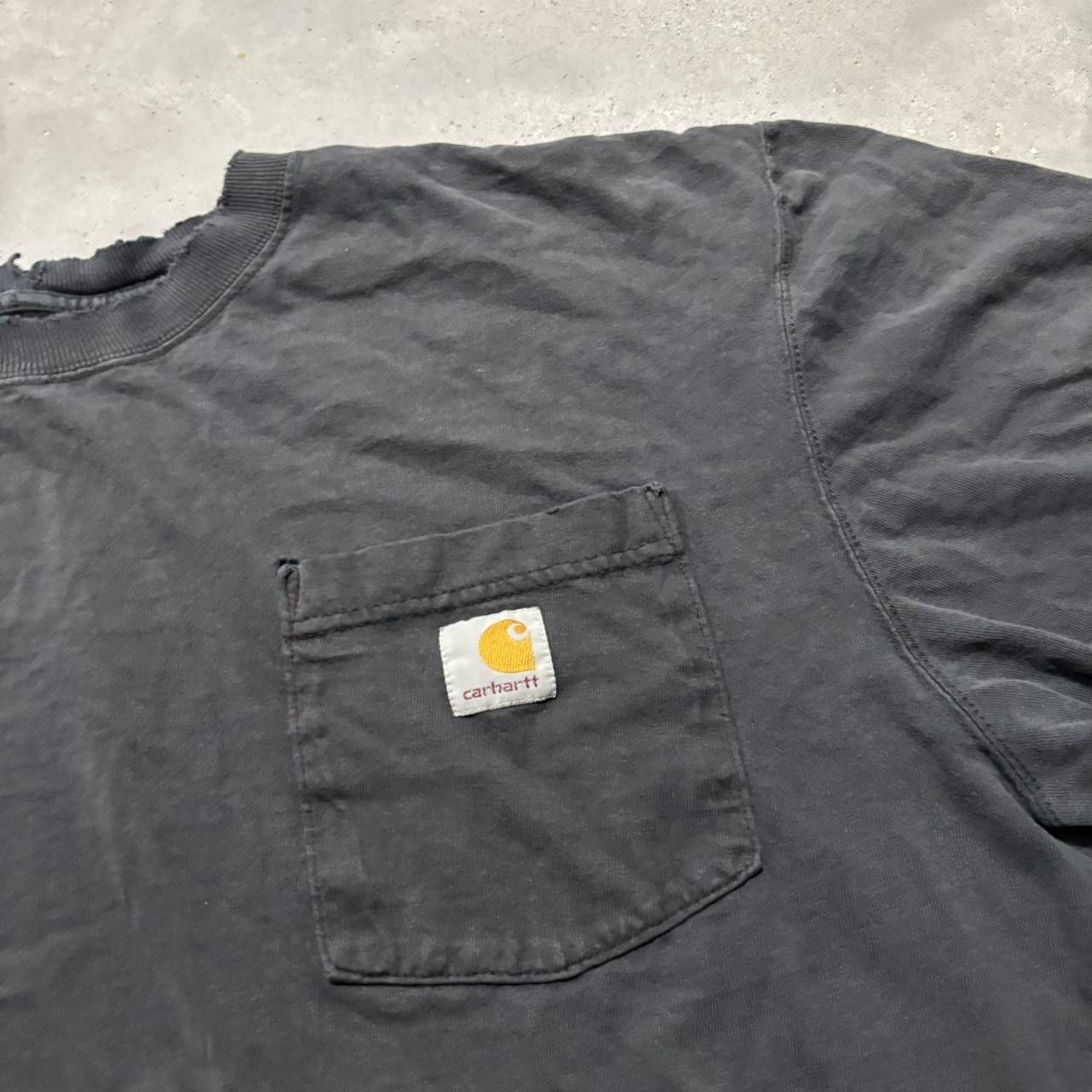 Carhartt × Vintage Crazy Vintage Y2K/2000s Faded Black Carhartt Essential Pocket Tee! Size US XL / EU 56 / 4 - 3 Thumbnail
