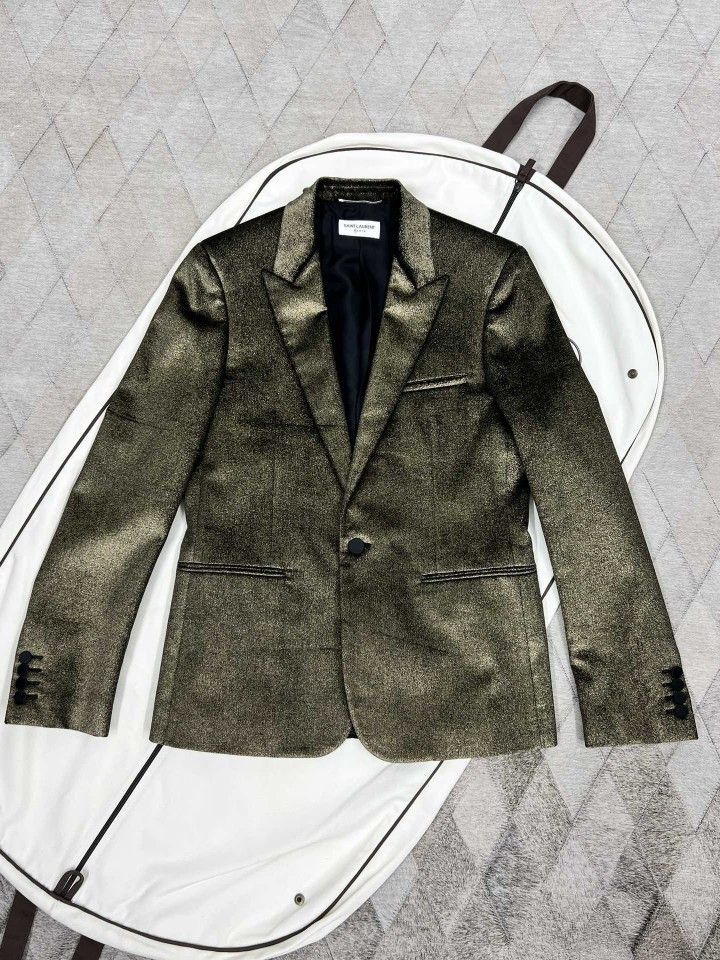Saint Laurent Paris Saint Laurent Metallic Gold Blazer Size 36R Size 36R - 1 Thumbnail