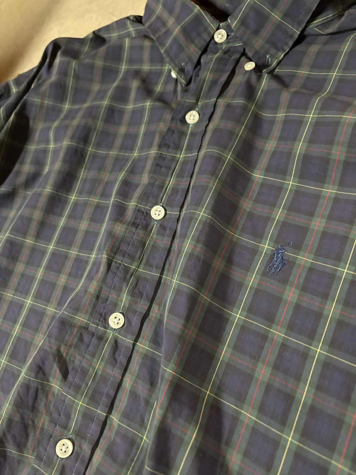Polo Ralph Lauren VTG 90s Polo Ralph Lauren Blake Plaid Long Sleeve Shirt Navy Size US XXL / EU 58 / 5 - 2 Thumbnail