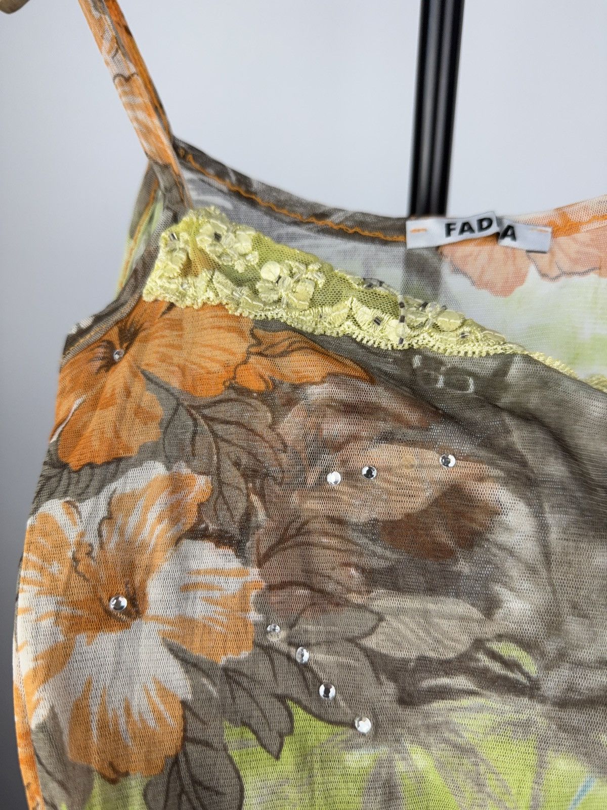 Designer × Vintage FADDA Y2K Floral Mesh Twin Set with Rhinestones Size S/M Size S / US 4 / IT 40 - 11 Thumbnail