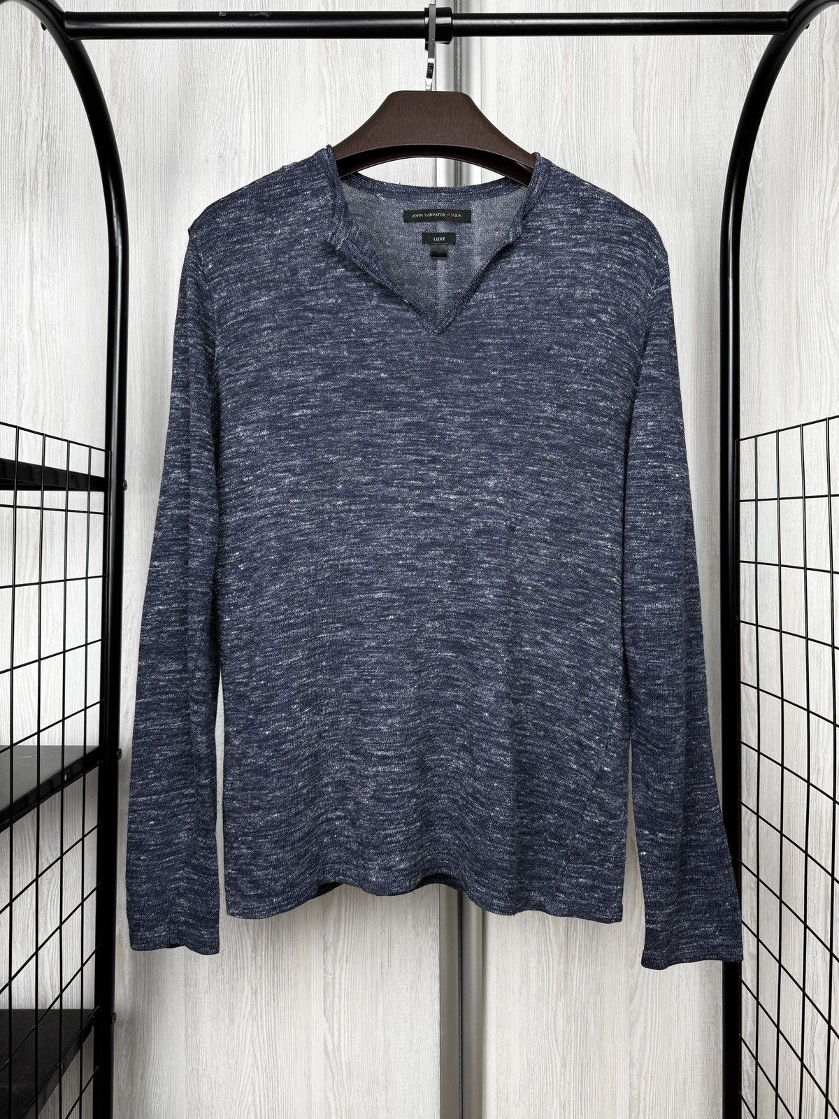 John Varvatos John Varvatos U.S.A Luxe Linen blend henley pullover sz M Size US M / EU 48-50 / 2 - 2 Thumbnail