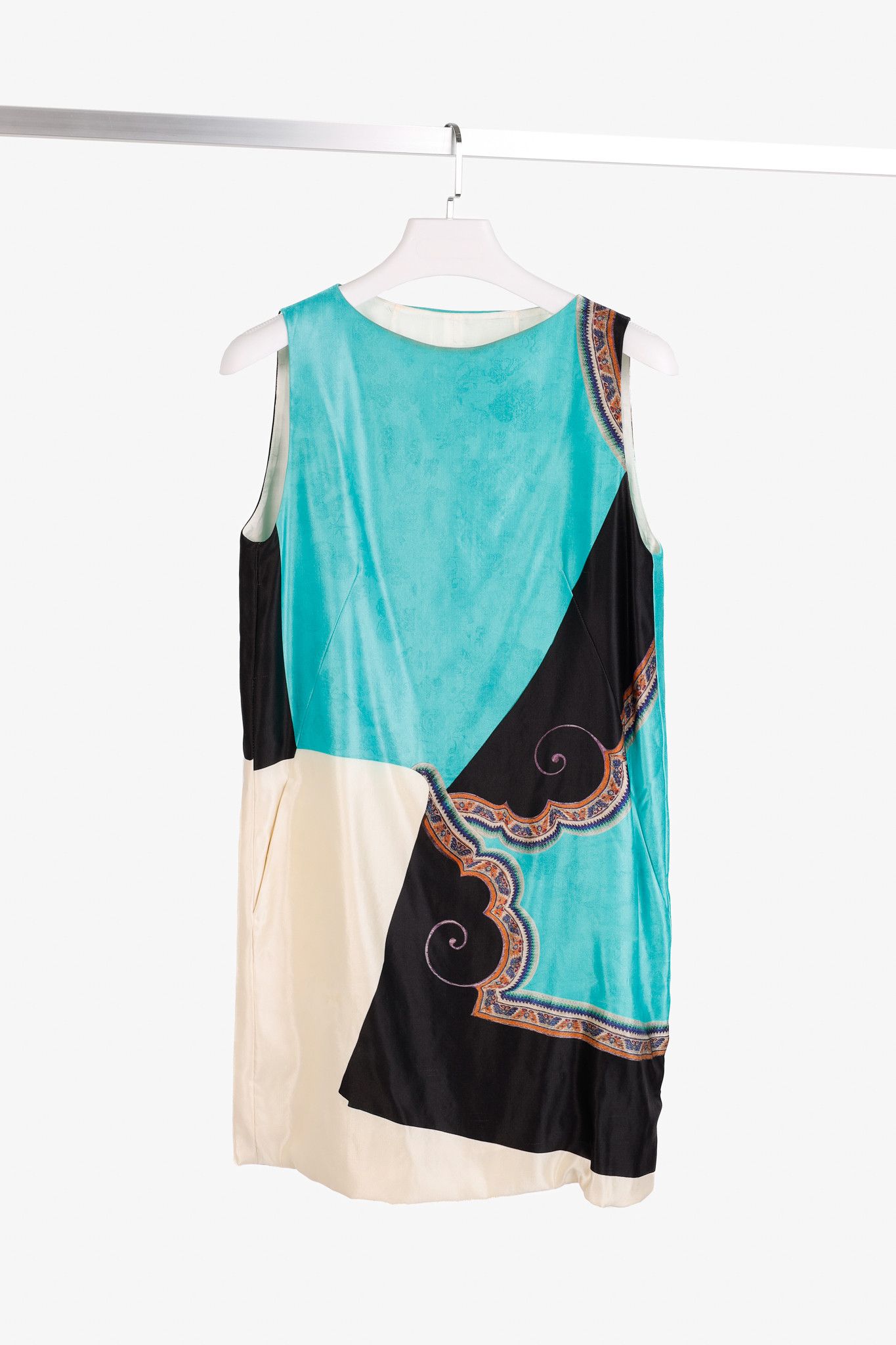 Dries Van Noten Dries Van Noten Printed Satin Sleeveless Mini Shift Dress Size S / US 4 / IT 40 - 1 Thumbnail