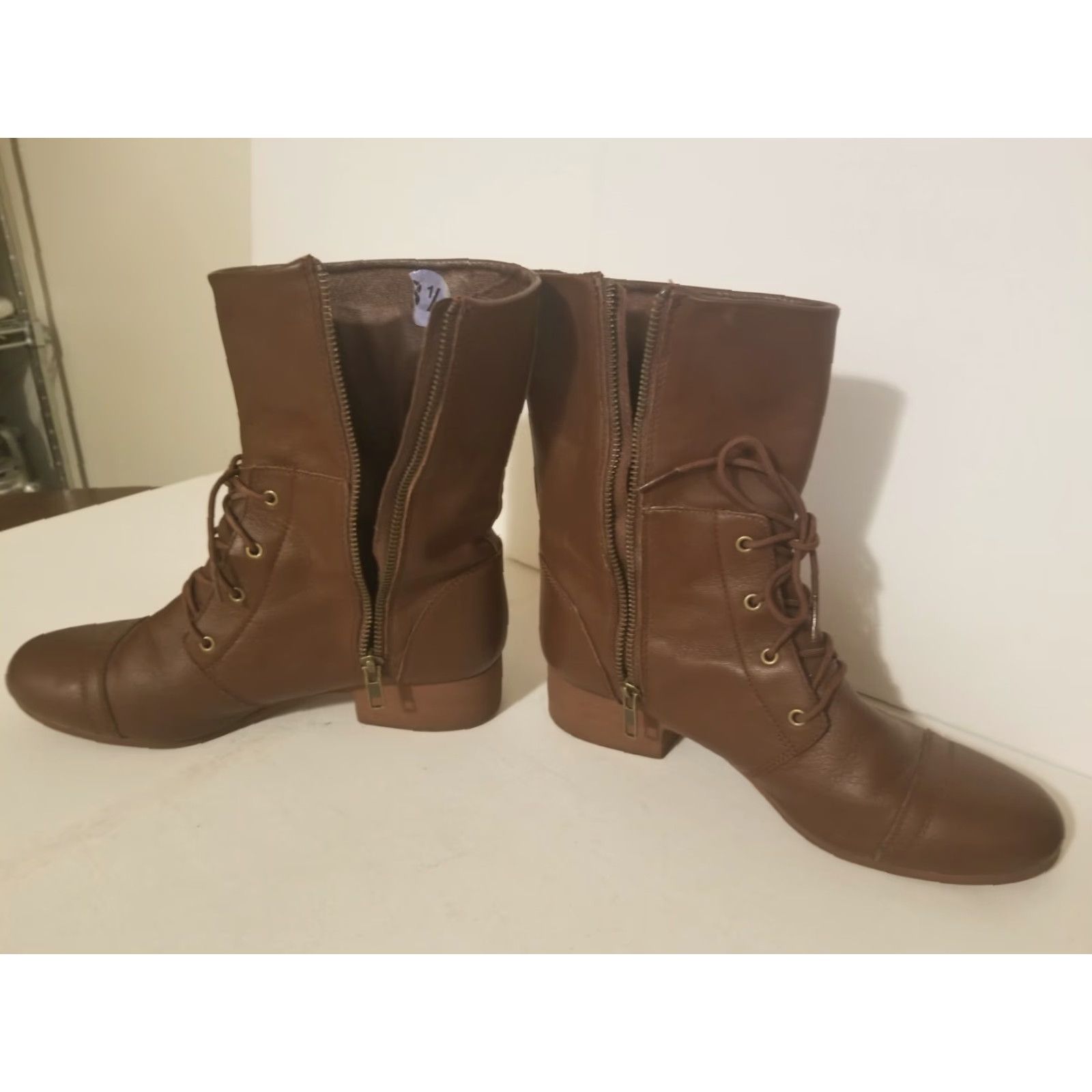 Volcom VINTAGE Volcom Brown Leather Boots Size 8.5 Womens Low Heel Lace Zipper Size US 8.5 / IT 38.5 - 6 Thumbnail