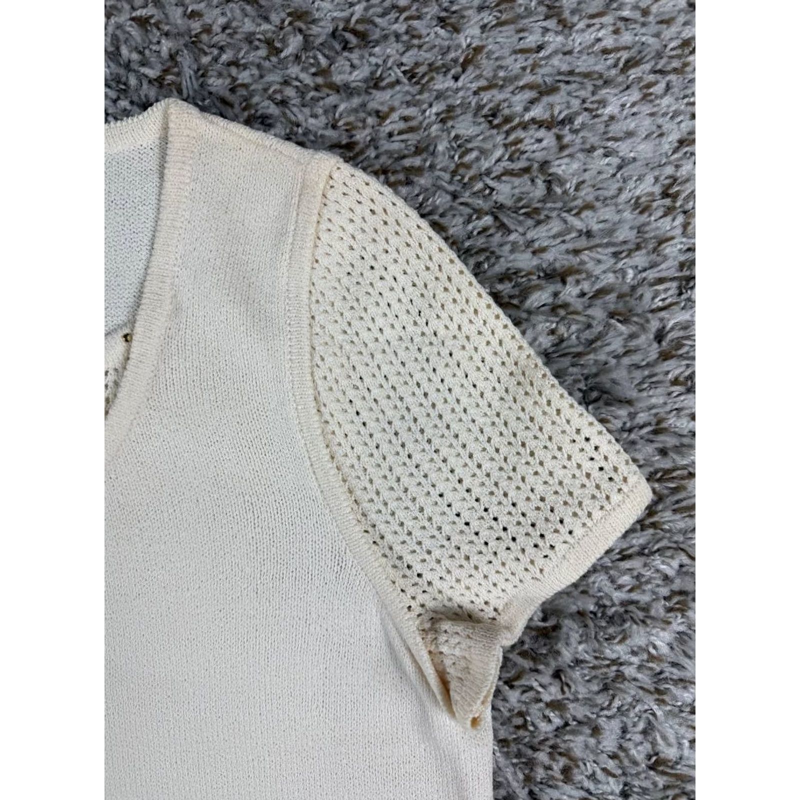 St. John St. John Sport Knit Top Womens Size S Cream Wool Blend Open Sleeves Size S / US 4 / IT 40 - 5 Thumbnail