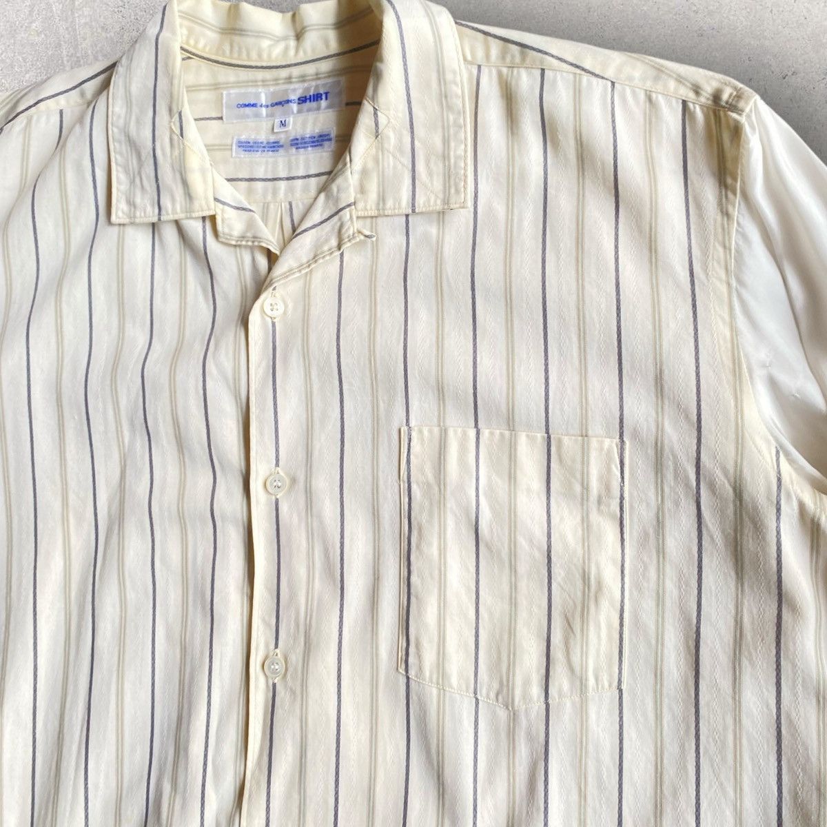 Comme des Garcons Vintage 90’s Stripes Rayon Sleeve Oversize Shirt Size US M / EU 48-50 / 2 - 2 Thumbnail