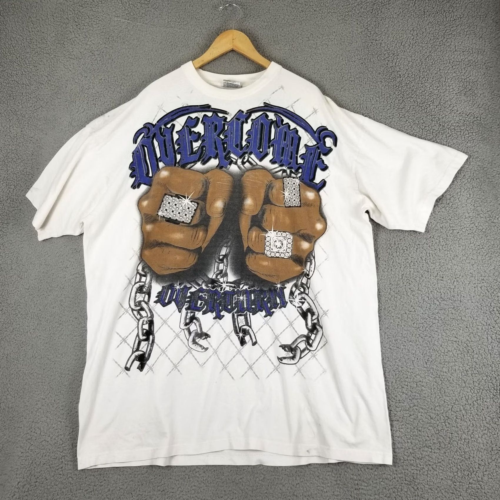 Vintage VINTAGE Pro Power Overcome Overturn Rap T-Shirt 4XL Adult White 90s Hip Hop Mens Size US XXL / EU 58 / 5 - 2 Thumbnail
