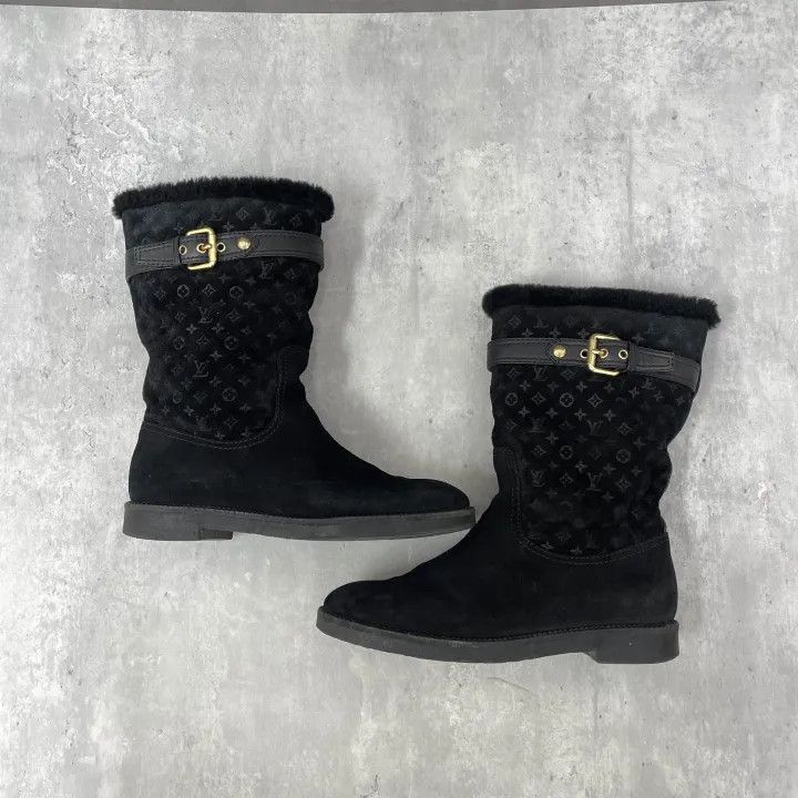 Louis Vuitton Louis Vuitton Black Wool Logo Snow Boots -2508 Size US 6 / IT 36 - 5 Thumbnail