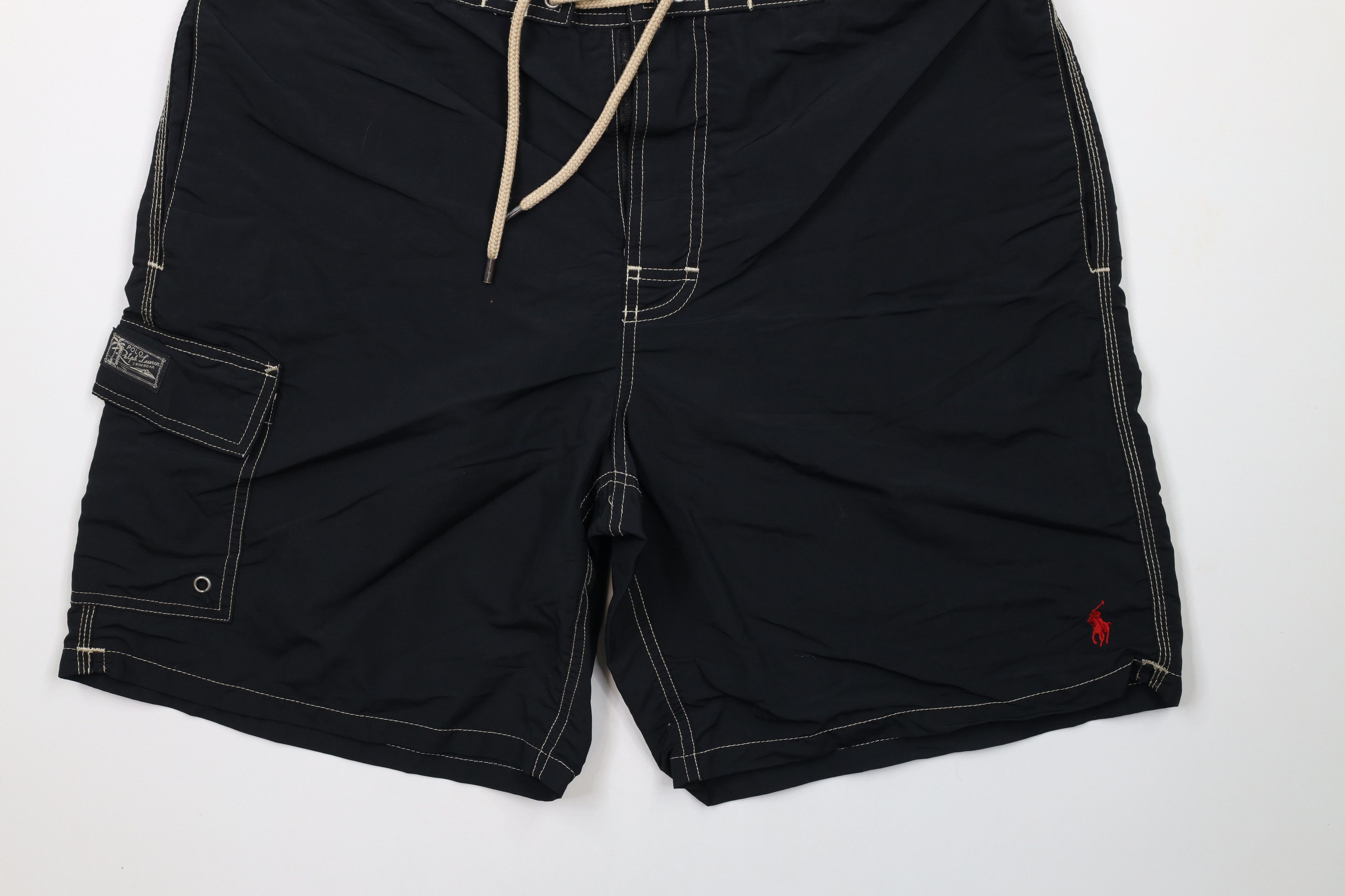 Ralph Lauren × Vintage Vintage Ralph Lauren Spell Out Lined Short Swim Trunks Black Size US 34 / EU 50 - 4 Thumbnail