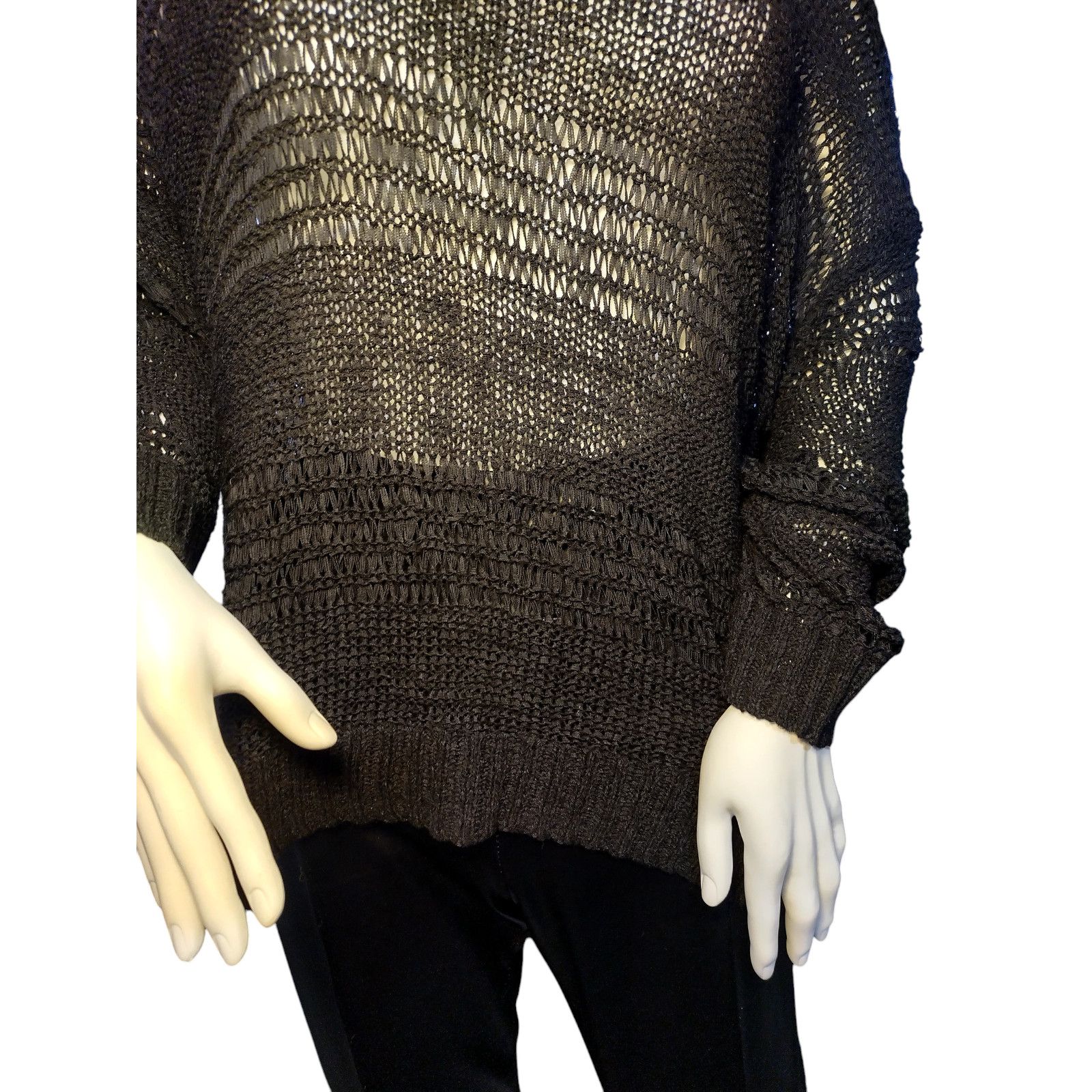 H&M H&M Sweater Lg Sleeves Sheer CrewNeck Pullover Black Sz Md Size M / US 6-8 / IT 42-44 - 3 Thumbnail